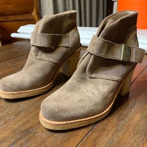 Tan suede Ugg buckle booties